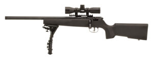 Savage Arms 13836 Rascal Target XP Youth 22 LR 1rd 16.13" Black Satin Heavy Threaded Barrel, Satin Black Drilled & Tapped Carbon Steel Receiver, Matte Black Fixed Wood Stock, 4x32mm Scope & Bipod, Lef