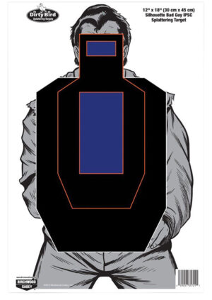 Birchwood Casey 35721 Dirty Bird Bad Guy IPSC Silhouette Tagboard Hanging Pistol 12" x 18" Black/Blue/White 100 Per Pkg