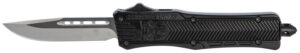 CobraTec Knives SBCTK1SDNS CTK-1  Small 2.75" OTF Drop Point Plain D2 Steel Blade/Black Aluminum Handle Features Glass Breaker Includes Pocket Clip