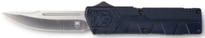 CobraTec Knives NYCTLWDNS Lightweight  3.25" OTF Drop Point Plain D2 Steel Blade/NYPD Blue Aluminum Handle Includes Pocket Clip