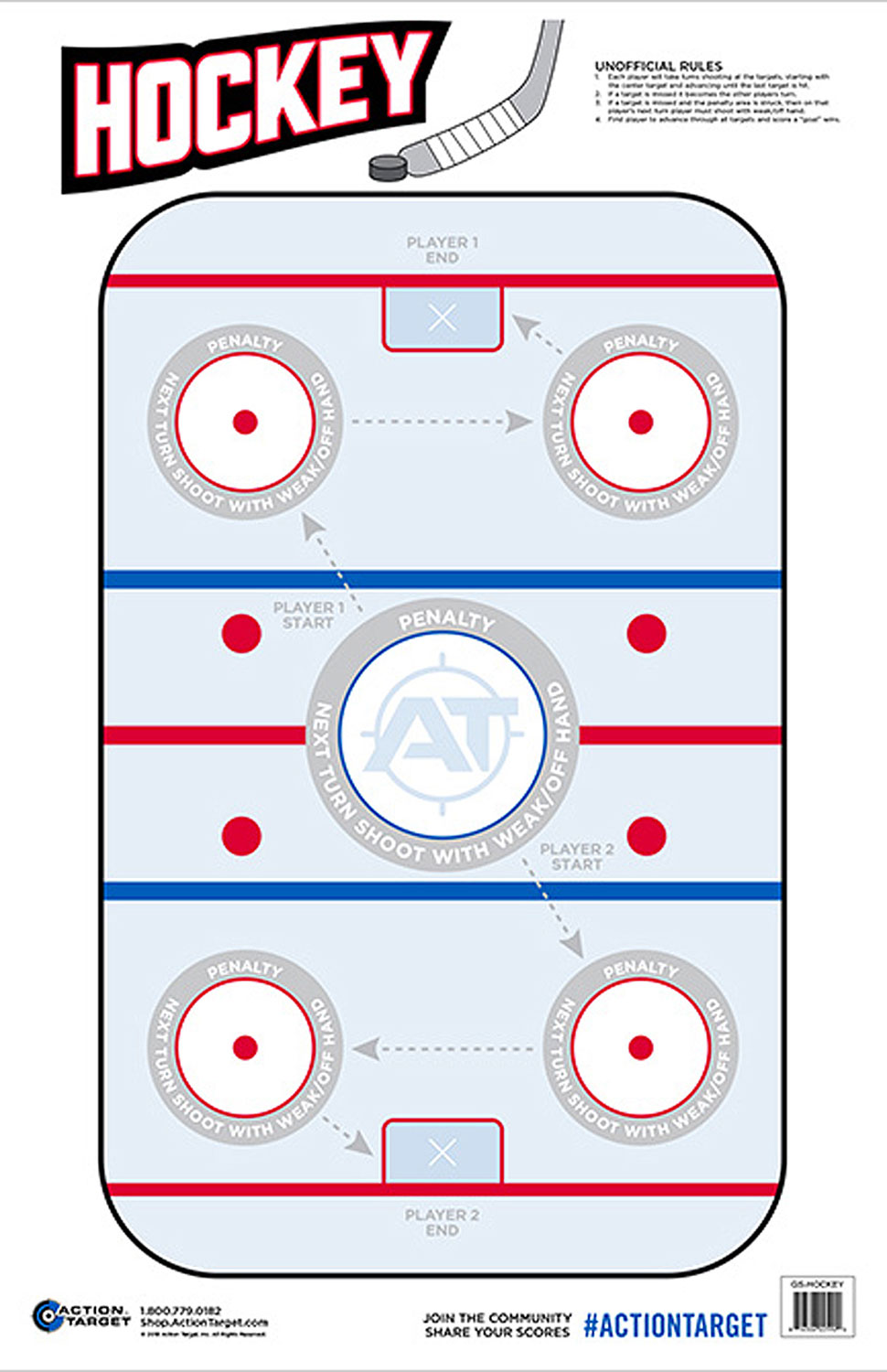 Action Target GSHOCKEY100 Entertainment  Hockey Paper Hanging 23" x 35" Blue/White 100 Per Box