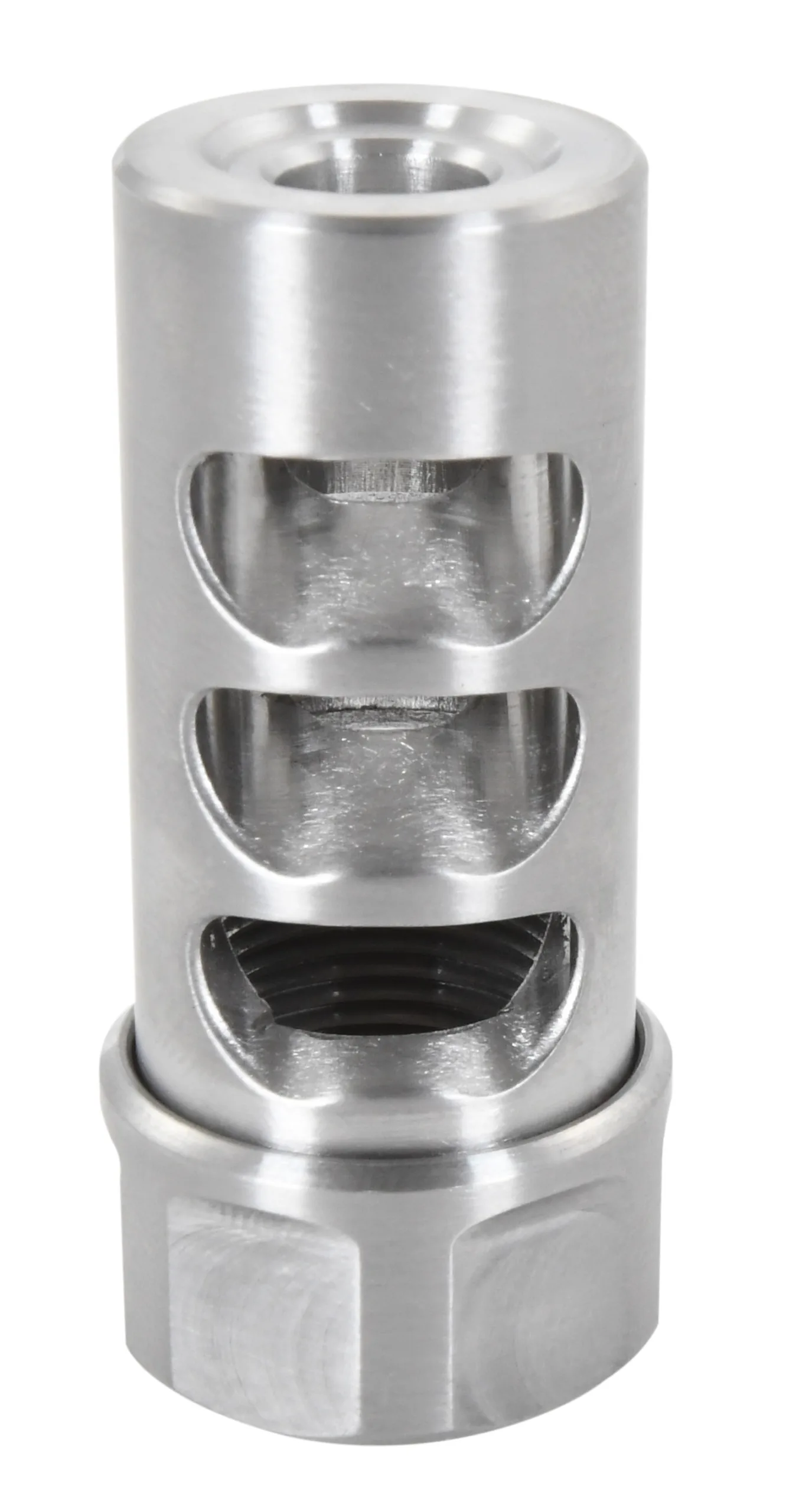 American Precision Arms G2M1230S Gen 2 Micro Bastard Self Timing Brake Stainless Steel with 1/2"-28 tpi Threads, 1.86" OAL & .750" Diameter for 30 Cal AR-Platform & Hunting Rifles