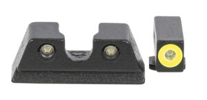 Meprolight USA 402203121 Hyper-Bright  Green Tritium Yellow Outline Front Sight-Green Tritium Black Outline Rear Sight Glock 42/43