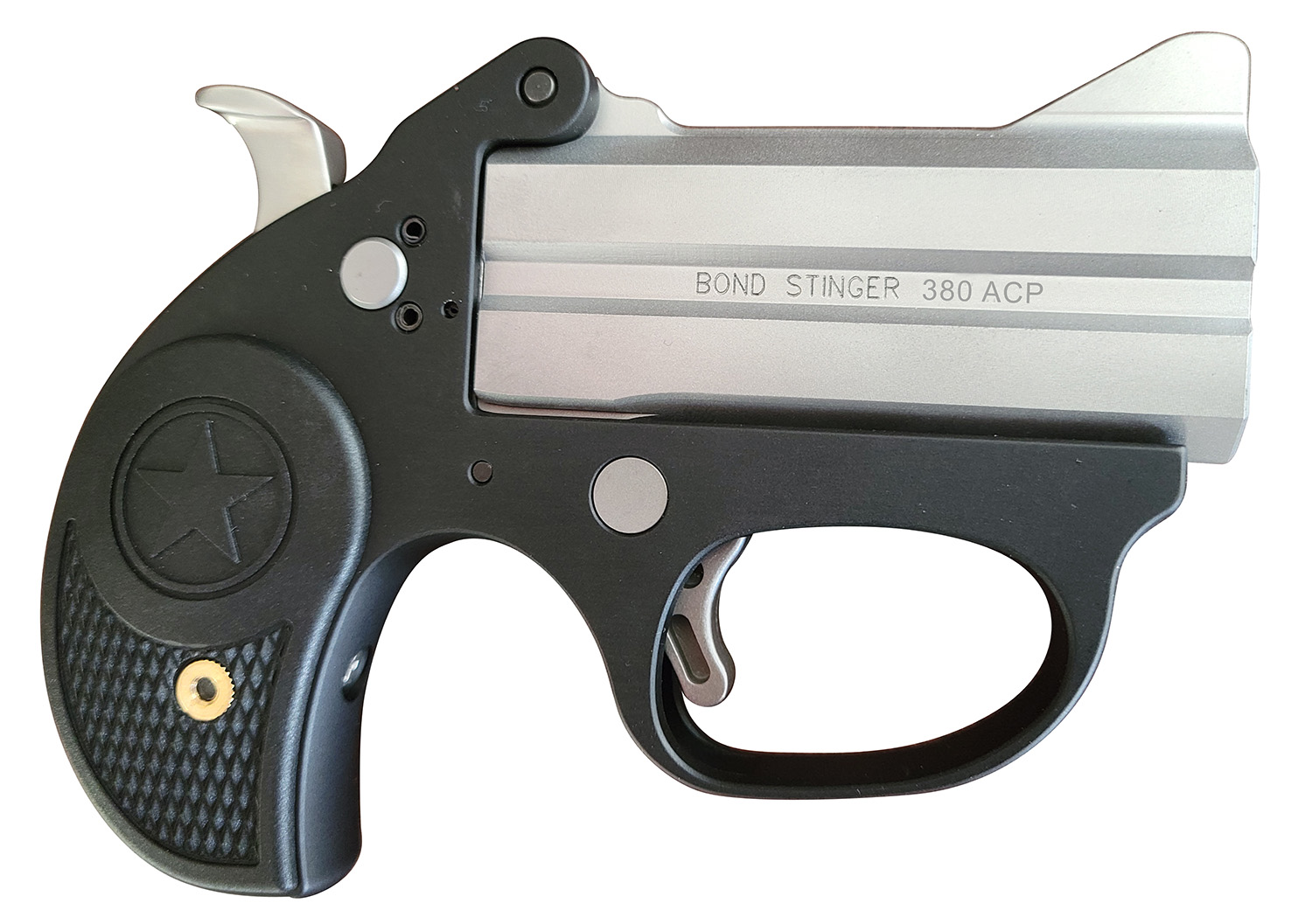 Bond Arms BASL Stinger 380 ACP 2rd 3" Matte Stainless Steel Barrel, Anodized 7075-T6 Aluminum Frame, Rebounding Hammer, Blade Front/Fixed Rear Sights, Rubber Grip, Manual Safety