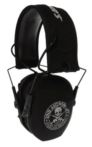 Walker's GWPRSEMFS2A Razor Slim Electronic Freedom Muff 23 dB Over the Head Black w/Distressed 2nd Amendment Polymer
