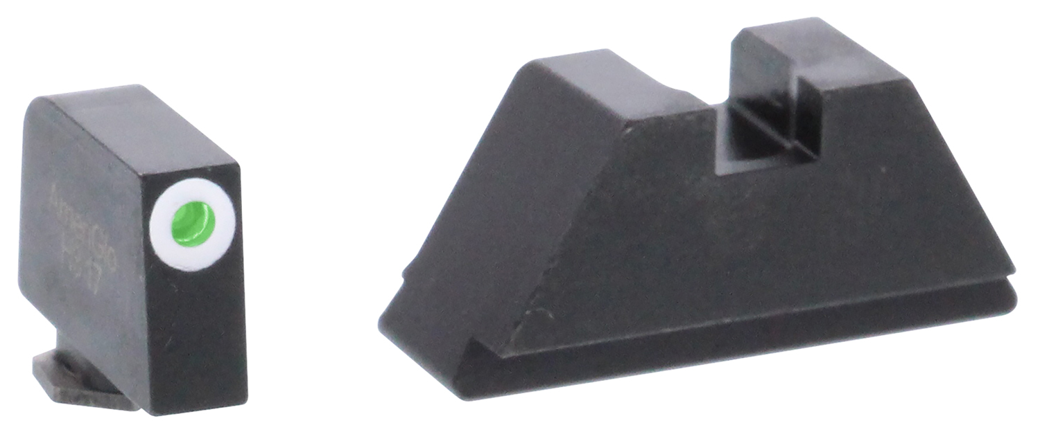 AmeriGlo GL411 Optic Compatible Sight Set for Glock  XL Tall Green Tritium White Outline Front Sight-Green Tritium Black Rear Sight