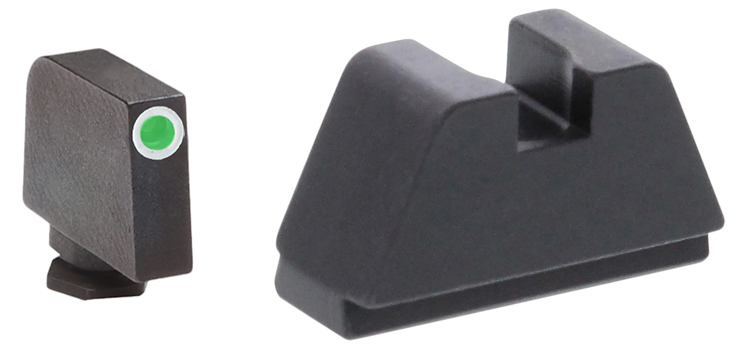 AmeriGlo GL481 Optic Compatible Sight Set for Glock  2XL Tall Green Tritium White Outline Front Sight-Black Rear Sight