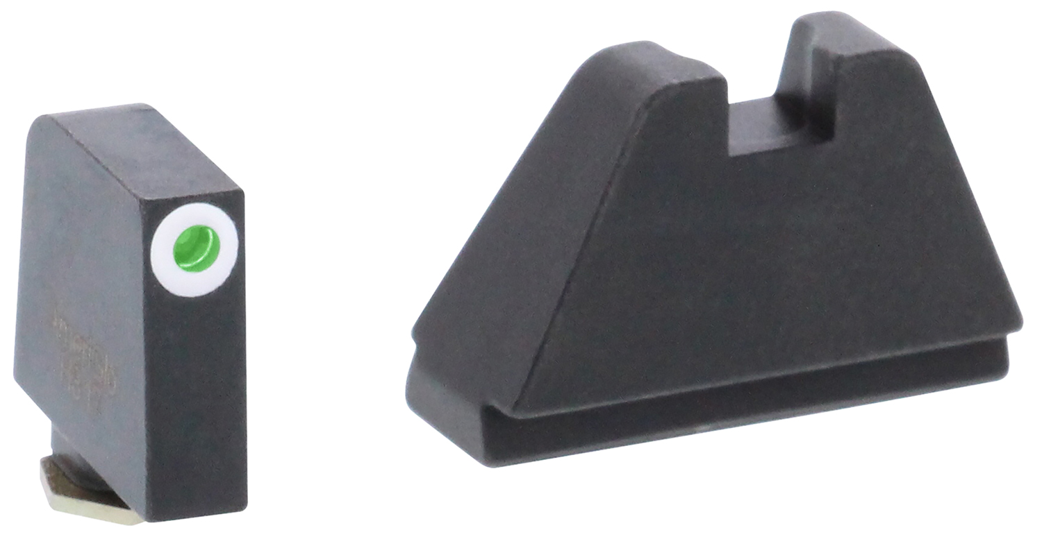 AmeriGlo GL482 Optic Compatible Sight Set for Glock  5XL Tall Green Tritium White Outline Front Sight-Black Rear Sight