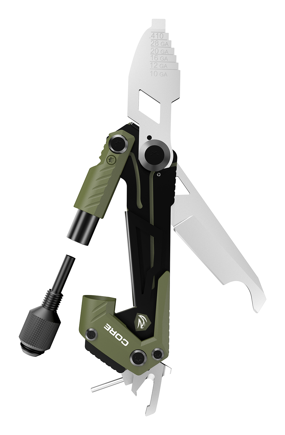 Real Avid AVGTCORSG Core Gun Tool Shotgun Olive Green/Black Stainless Steel Folding 1.50" Shotgun