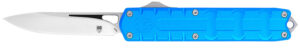 CobraTec Knives CTEBLUM390DNS Enforcer  3.25" OTF Drop Point Plain M390 Steel Blade/Blue Aluminum Handle