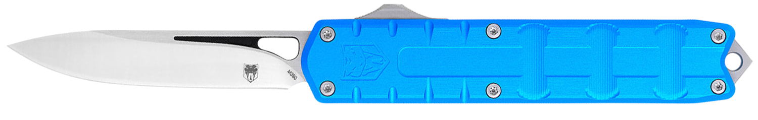 CobraTec Knives CTEBLUM390DNS Enforcer  3.25" OTF Drop Point Plain M390 Steel Blade/Blue Aluminum Handle