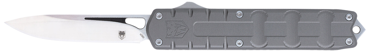 CobraTec Knives CTEGRYM390DNS Enforcer  3.25" OTF Drop Point Plain M390 Steel Blade/Gray Aluminum Handle