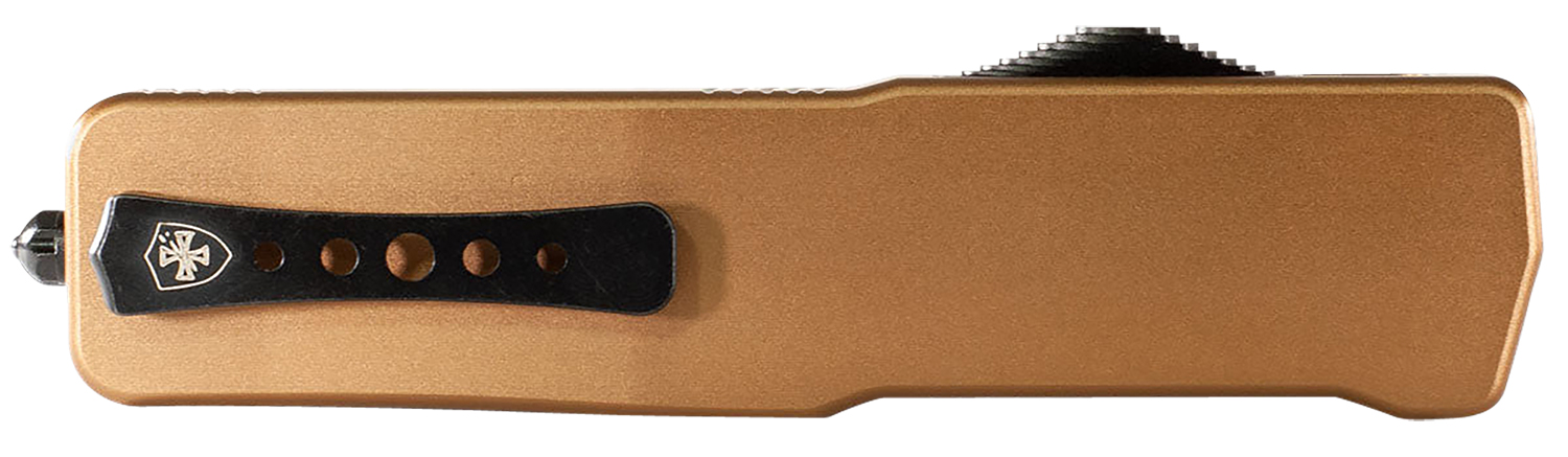 Templar Knife LAAB121 Premium LW  Large 3.50" OTF Dagger Plain Black Oxide Stonewashed Powdered D2 Steel Blade, 5.25" Bronze Anodized Aluminum Handle