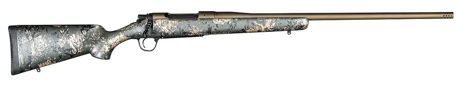 Christensen Arms 8010108500 Mesa FFT 300 Win Mag 3+1 22" Threaded Barrel, Burnt Bronze Cerakote, Green with Black/Tan Webbing Stock