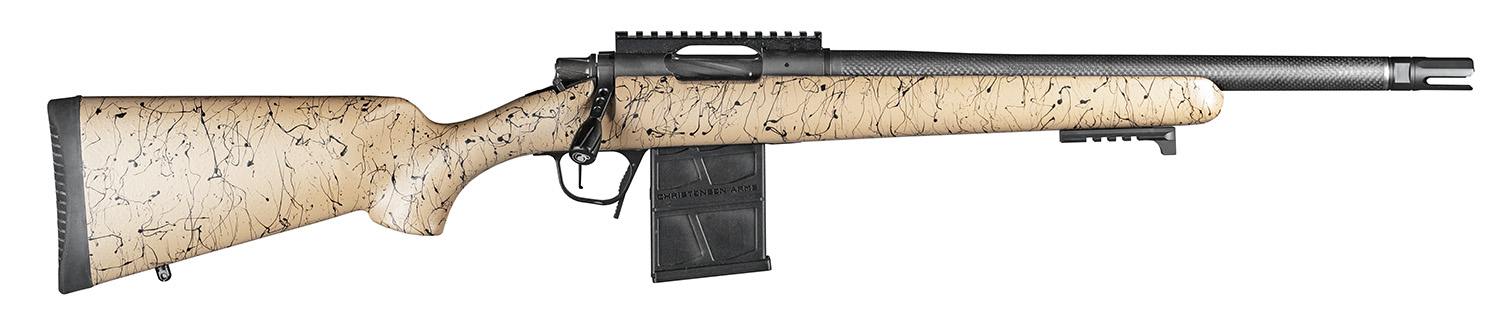 Christensen Arms 8010622000 Ridgeline Scout Full Size 6mm ARC 4+1, 16" Black Nitride Steel Threaded Barrel, Black Nitride Aluminum Receiver, Tan w/Black Webbing Fixed Sporter Stock