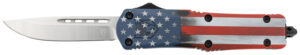 CobraTec Knives MCUSAFS3DNS FS-3 American Flag Medium 3" OTF Drop Point Plain Satin D2 Steel Blade, 5" US Flag Aluminum Cerakoted Handle