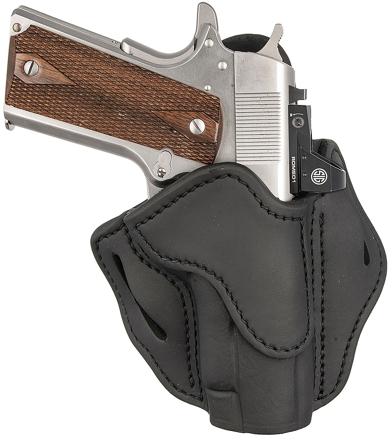 1791 Gunleather ORBH1SSBLR BH1 Optic Ready OWB Stealth Black Leather Belt Slide Fits 4-5" 1911 Right Hand