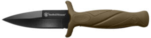 Smith & Wesson Knives 1100073 H.R.T. Flase Edge 2.75" Fixed Plain Black Oxide Stainless Steel Blade Flat Dark Earth Rubber Handle Includes Sheath