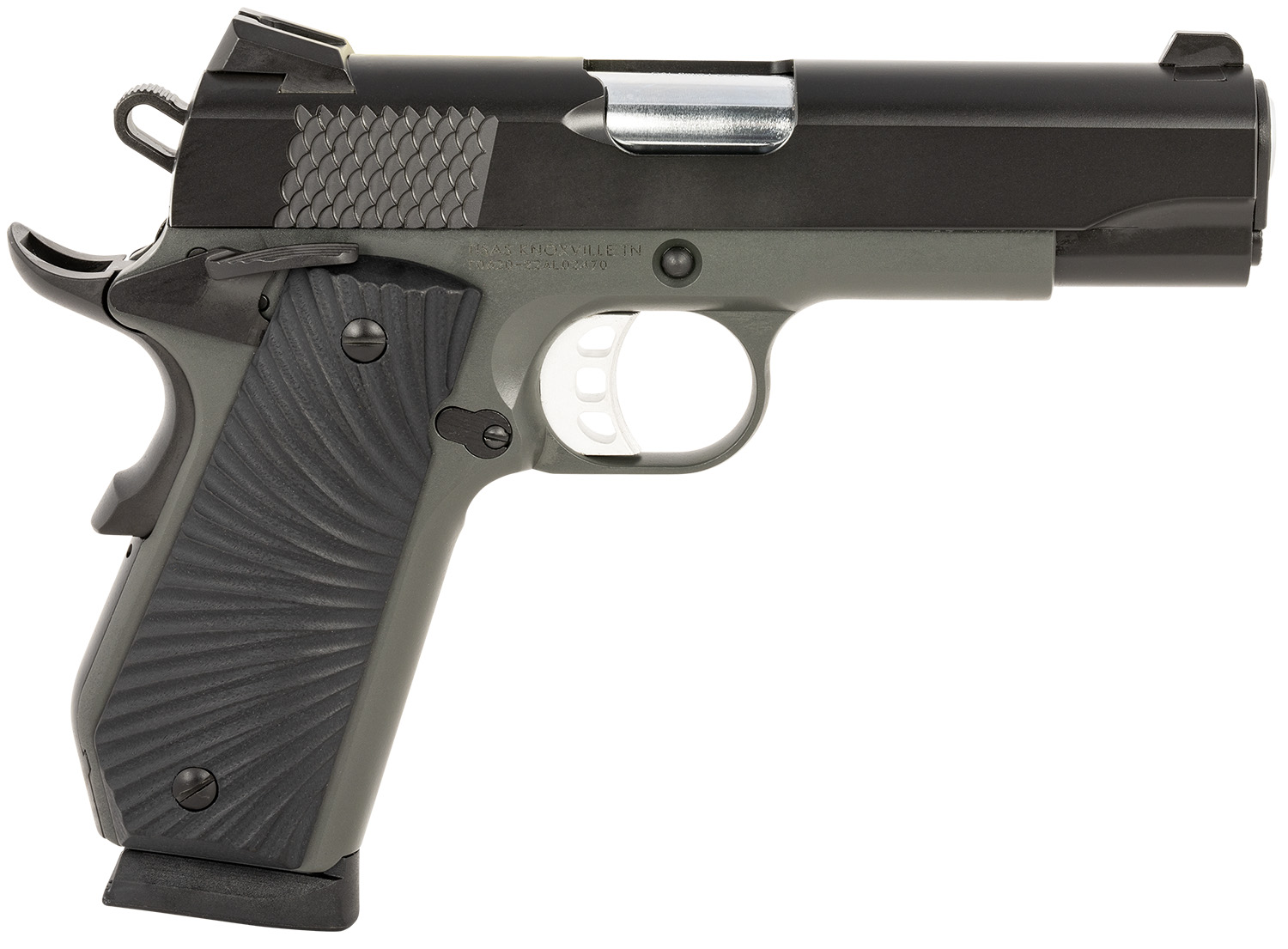 Tisas 10100106 1911 Stingray Carry Frame 9mm Luger 10+1 4.25" Stainless Steel Barrel, Black Cerakote Steel Serrated Slide, Black Cerakote Steel Frame w/Beavertail, Black Sunburst G10 Grip