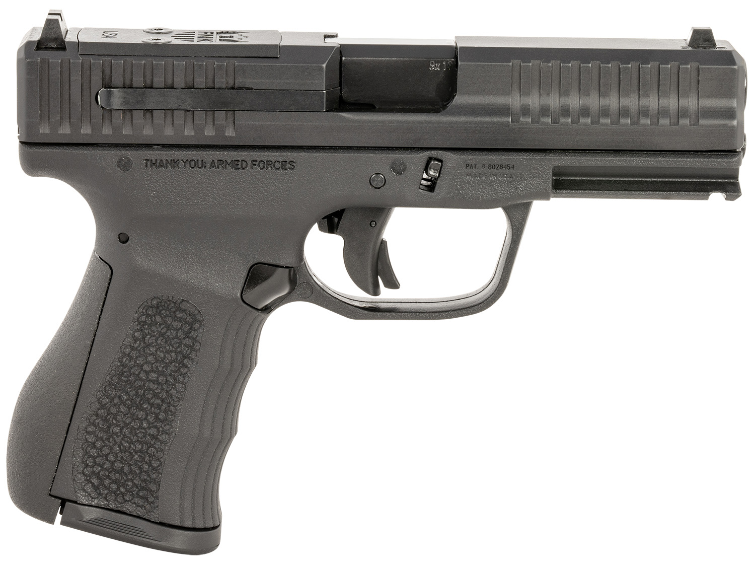 FMK FMKG49BSS G3  9mm Luger 14+1 4" Stainless Steel Barrel, Black Optic Cut/Serrated Carbon Steel Slide, Black Polymer Frame w/Picatinny Rail, Black Backstrap Grip