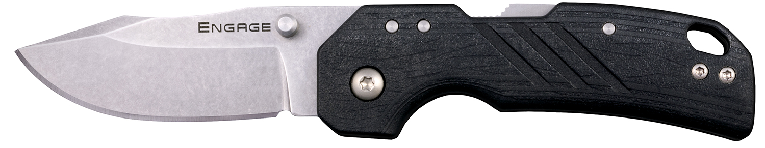 Cold Steel CSFL25DPLC Engage 2.50" Folding Clip Point Plain Stonewashed 4116 SS Blade/Black GFN Handle Includes Belt Clip