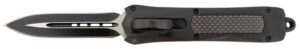 Steel River Knives A163BD Spartan  3.50" OTF Dagger Plain Black/Silver 440C SS Blade/ Black w/Carbon Fiber Inlay Aluminum Zinc Alloy Handle
