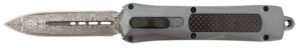 Steel River Knives A163BDD Spartan  3.50" OTF Dagger Plain Damascus 440C SS Blade/Gray w/Carbon Fiber Inlay Aluminum Zinc Alloy Handle