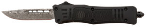 Steel River Knives MT616BDDP Spartan  Mini 2.75" OTF Drop Point Plain Laser Etched Damascus 440C SS Blade/4.25" Black Aluminum Zinc Alloy Handle