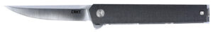 CRKT 7095KX CEO  Compact 2.61" Folding Plain Satin 4116 SS Blade/Black GRN Handle Includes Pocket Clip