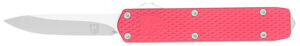 CobraTec Knives MNRDMGEN2DNS Mini Mamba Gen II 2.25" OTF Plain Stonewashed D2 Steel Blade, 3.38" Red Textured Anodized Aluminum Handle, Features Glass Breaker, Includes Pocket Clip