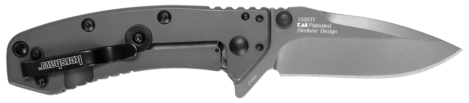 Kershaw 1555TIX Cryo  2.75" Folding Drop Point Plain Gray TiN 8Cr13MoV SS Blade Gray PVD Stainless Steel Handle Clamshell Packaging