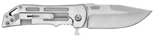 Camillus 19643 Dominator II 3" Folding Drop Point Plain Titanium Bonded 420 Stainless Steel Blade, Silver Carbon Fiber/SS Handle