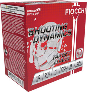 Fiocchi 12SD1X8 Shooting Dynamics  12Gauge 2.75" 1oz 8Shot 25 Per Box/10 Case