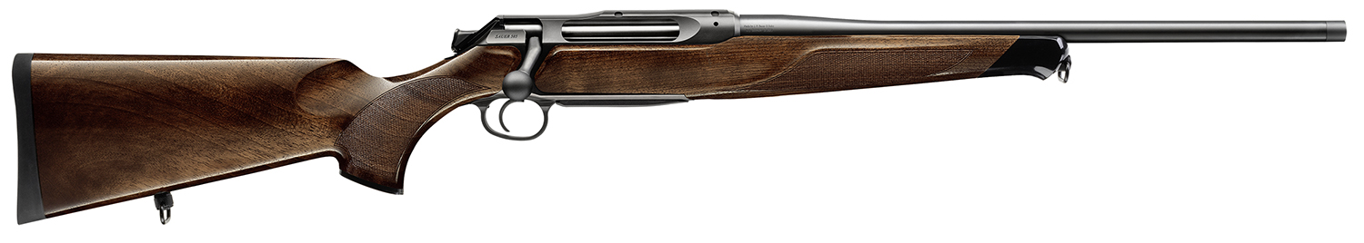 Sauer 80117099 505 Lux Full Size 300 Win Mag 2+1 24" Matte Blued Threaded Barrel, Matte Blued Saddle Mount Steel Receiver, Grade 5 Wood Fixed Stock