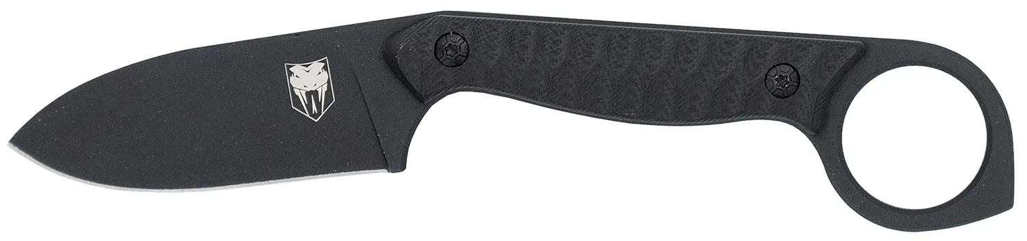 CobraTec Knives CTWLTBLK Wolfteeth  EDC 2.75" Folding Drop Point Plain Black 14C28N Steel Blade, 4.25" Black Textured G10 Scales Handle