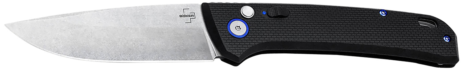 Boker 01BO920 FRND  3.35" Drop Point Plain Stonewashed D2 Steel Blade 4.52" Black Grivory Handle