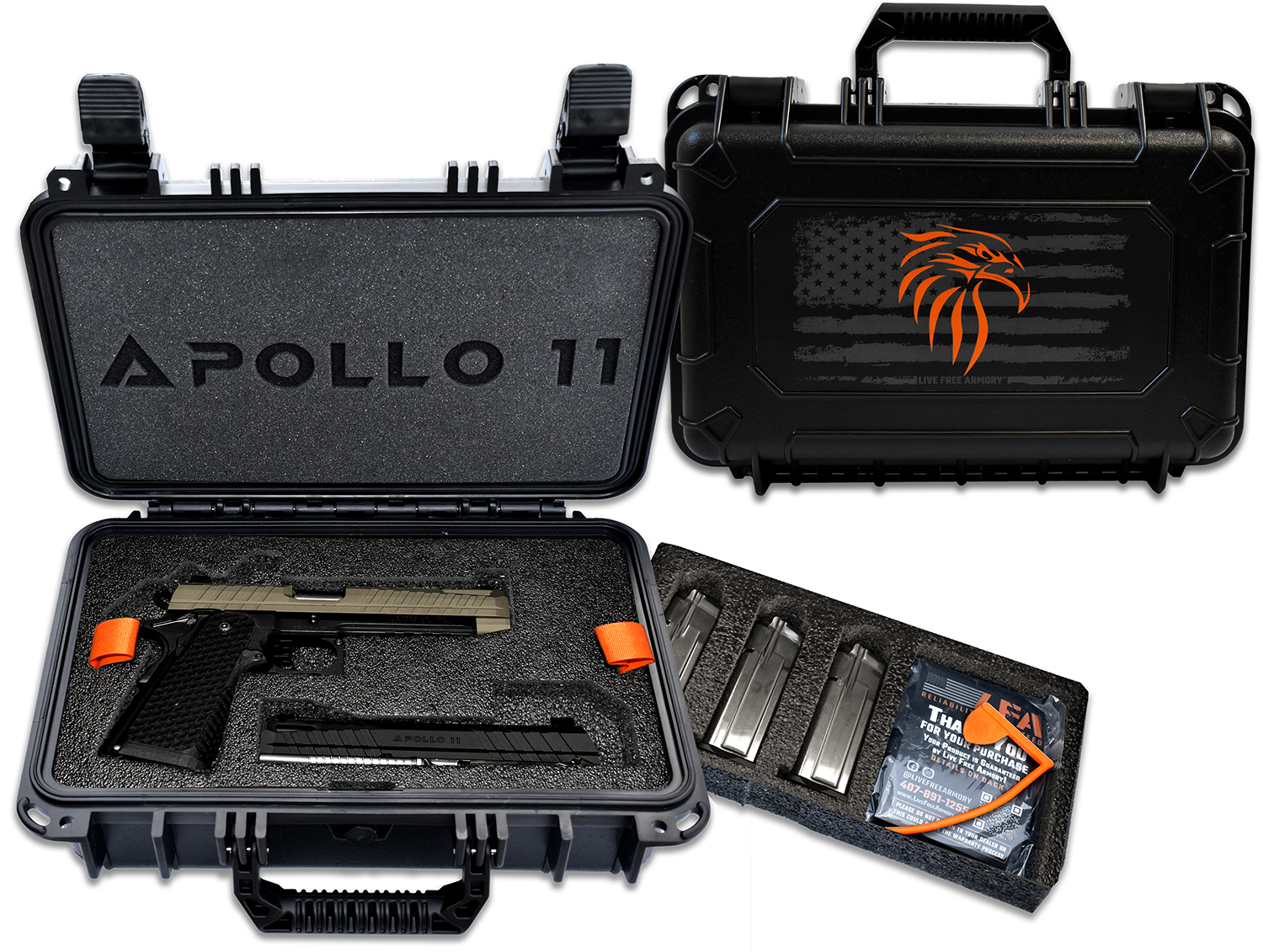 Live Free Armory LFAPF712086 Apollo 11 9mm 17+1 4.15" 416 Stainless Steel Slide Elite Flat Dark Earth Cerakote Black Polymer Grip