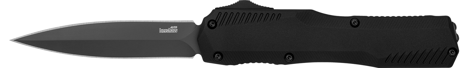 Kershaw 9000DE Livewire  Automatic 3.45" OTF Spear Point Plain Black PVD CPM MagnaCut Steel Blade, Black Anodized Aluminum Handle