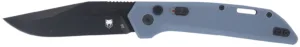 CobraTec Knives CTNAJSLGRY Naja  3.50" Folding Plain Black Powder Coated D2 Steel Blade, 4.75" Slate Gray G10 Scales Handle