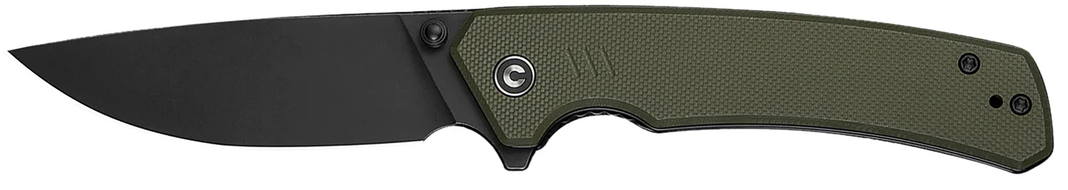Civivi Knives C24012-2 Merit 3.28" Folding Drop Point Plain Black Stonewashed 14C28N Steel Blade, OD Green Textured G10 Handle