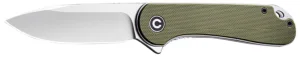 Civivi Knives C907E Elementum  2.96" Folding Plain Satin D2 Steel Blade, 4.03" Green Textured G10 Handle