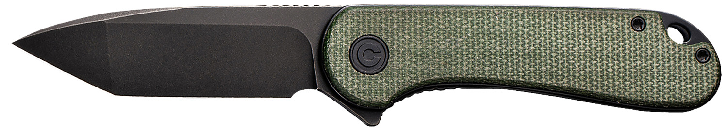 Civivi Knives C907T-E Elementum  2.96" Folding Tanto Plain Black Stonewashed D2 Steel Blade, 4.03" Green Textured Micarta Handle