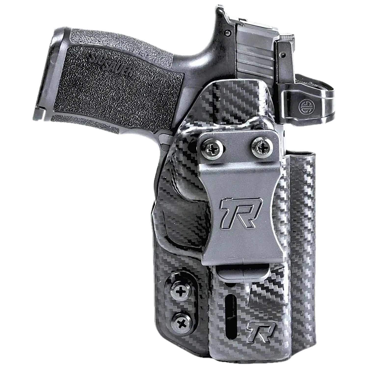 Rounded Gear RGDRUIDSIGP320CFAMBI Druid  IWB/OWB Black Carbon Fiber Kydex Fits Sig P320 Ambidextrous