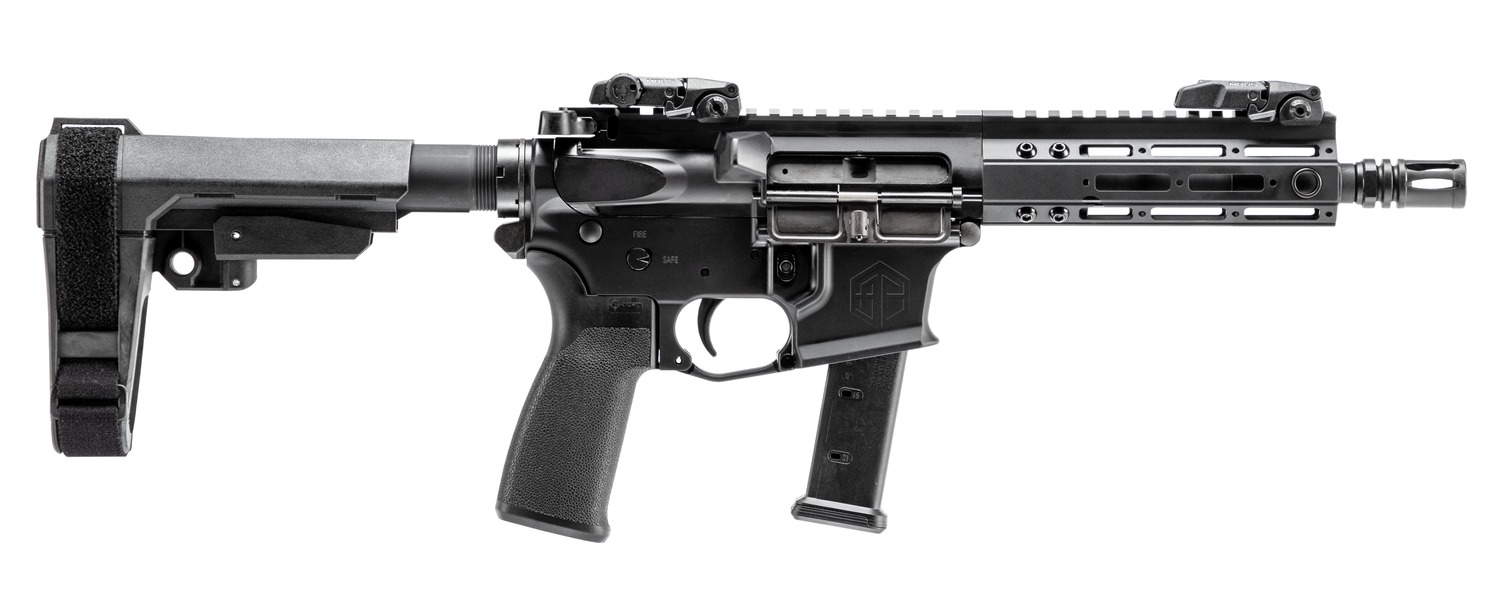 Alpha Foxtrot AA08X1HXX-XABK20 AFMG9  9mm Luger 20+1 7.50" Black QPQ Threaded Barrel, M-LOK Handguard, Black Anodized Aluminum Receiver w/Picatinny Rail, Black Polymer SB Tactical Brace, MFT Grip