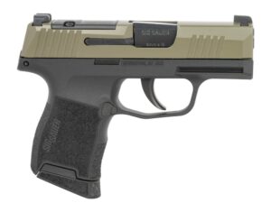 Sig Sauer 3659GXR3P P365  Micro-Compact 9mm Luger 10+1 3.10" Black Barrel, Moss Green Stainless Steel Optic Ready/Serrated Slide, Black Alloy Frame w/Accessory Rail, Textured Grip, RMSc Footprint