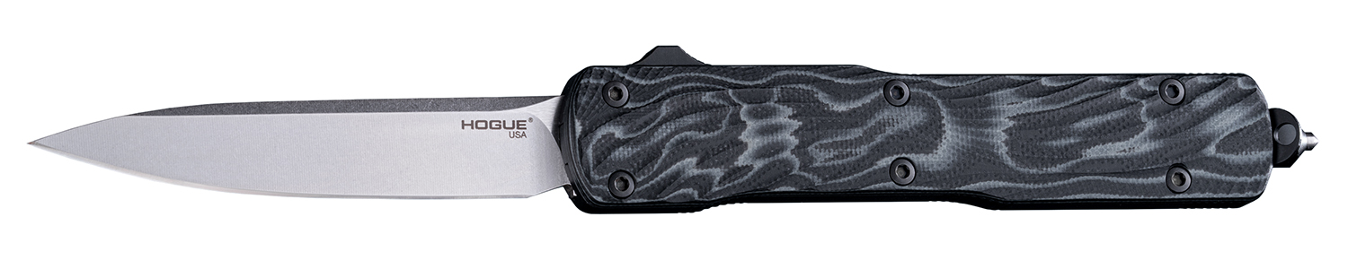 Hogue 34879 Counterstrike 3.35" OTF Drop Point Plain Stone Tumbled CPM 20V SS Blade, G-Mascus Black Aluminum/G10 Handle