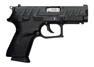 Grand Power 8588005944663 P1S Mk23 9mm Luger 12+1 3.66" Stainless Rotating Barrel, Black Optic Ready/Serrated Slide, Black Frame w/Accessory Rail, Checkered Grip, Ambidextrous
