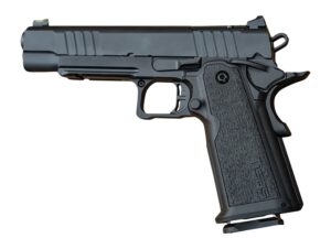 Tisas Arms 12500017 1911 Duty DS 9mm Luger 17+1 5" Black Cerakote Carbon Steel Serrated Slide, Black Cerakote Carbon Steel Frame w/Accessory Rail & Beavertail, Polymer Grip