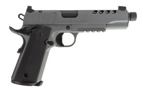 Tisas Arms 10100556 1911 Night Stalker SF 45 ACP 8+1 5.11" Black Threaded Barrel, Gray Cerakote Carbon Steel Lightening Cut/Serrated Slide, Gray Cerakote Carbon Steel Frame w/Beavertail & Picatinny Ra