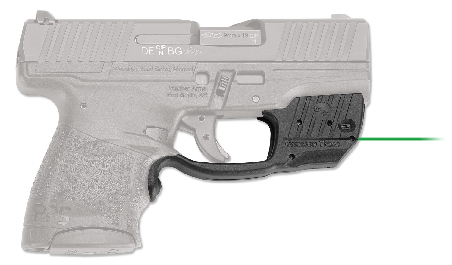 Crimson Trace 0158101 Laserguard Fits Walther PPS M2, Green Laser Black Polymer